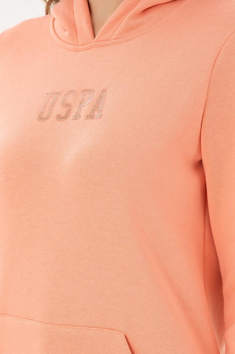 Kadın Somon Basic Kapüşonlu Sweatshirt