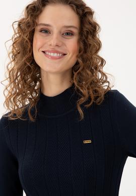 Kadın Lacivert Balıkçı Yaka Kazak - 50292977010