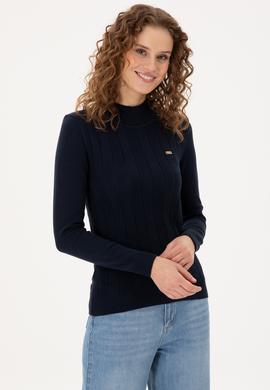 Kadın Lacivert Balıkçı Yaka Kazak - 50292977010