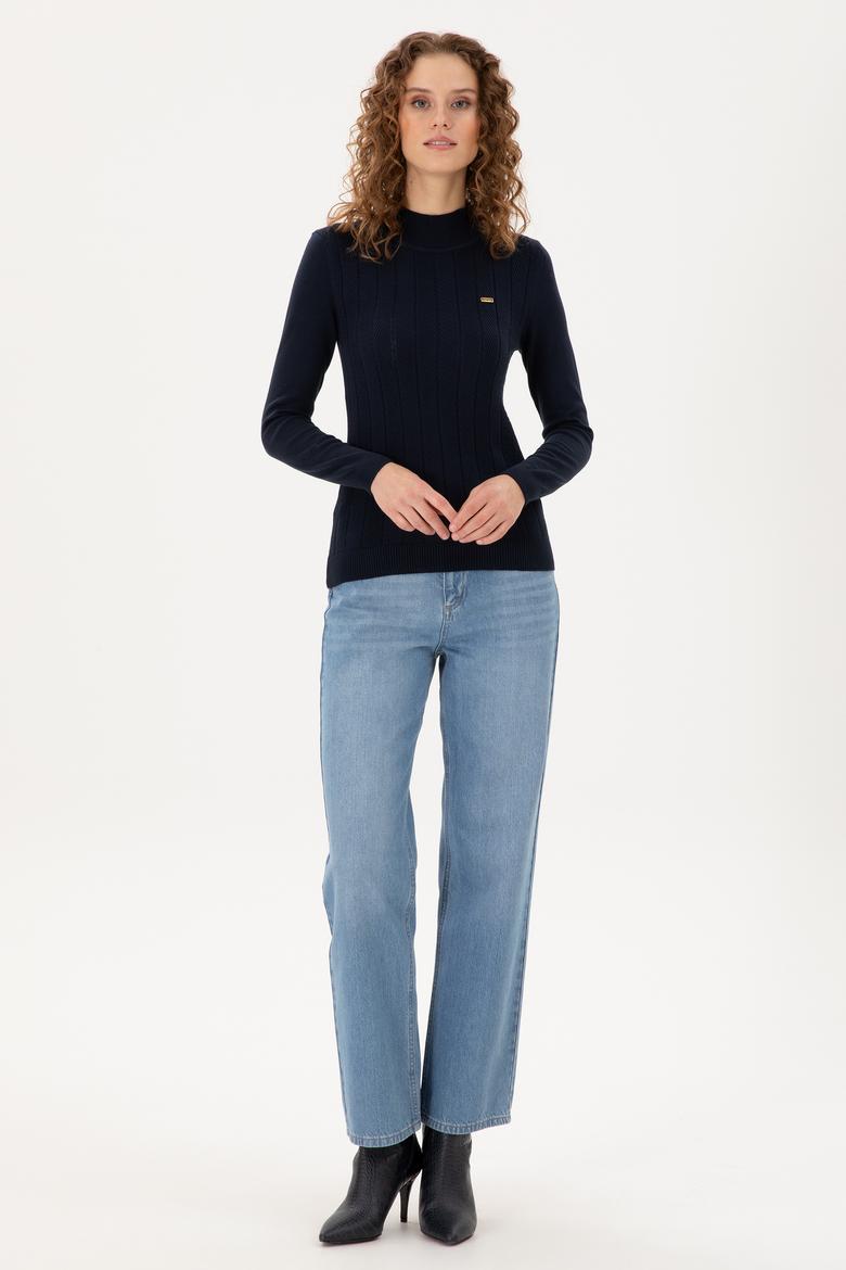 Kadın Lacivert Balıkçı Yaka Kazak - 50292977010