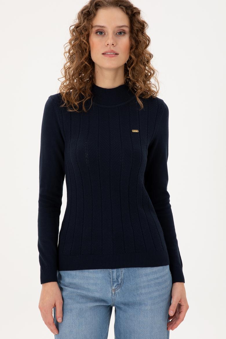 Kadın Lacivert Balıkçı Yaka Kazak - 50292977010