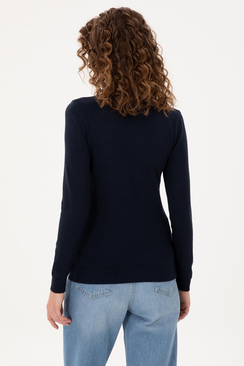 Kadın Lacivert Balıkçı Yaka Kazak - 50292977010