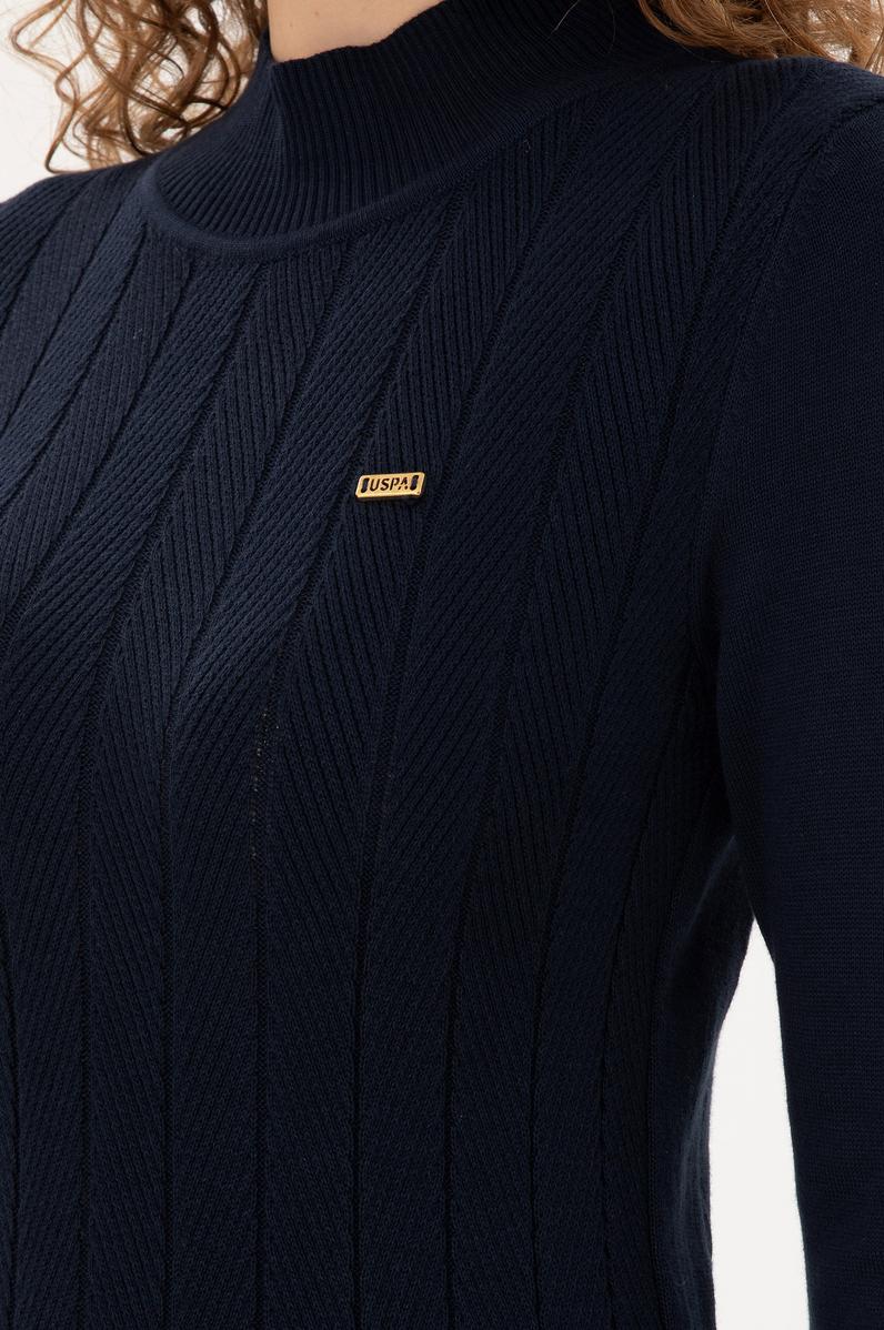 Kadın Lacivert Balıkçı Yaka Kazak