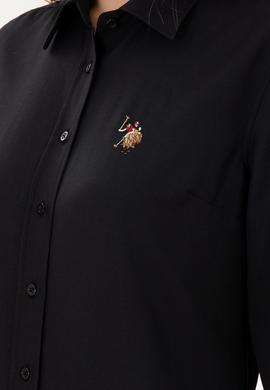 Kadın Siyah Uzun Kollu Basic Gömlek - 50295704052