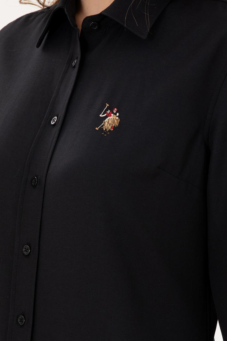 Kadın Siyah Uzun Kollu Basic Gömlek - 50295704052