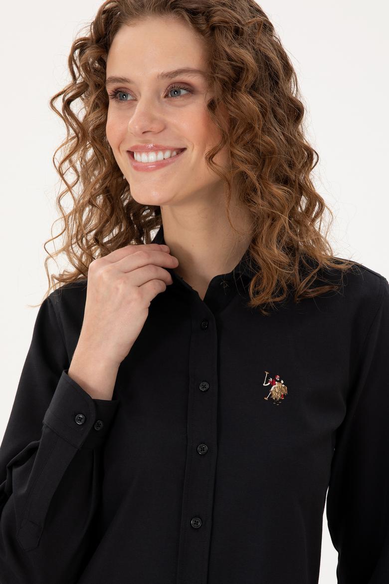Kadın Siyah Uzun Kollu Basic Gömlek - 50295704052
