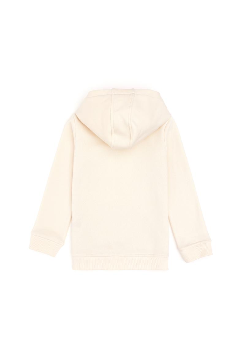 Kız Çocuk Krem Kapüşonlu Basic Sweatshirt - 50296388019