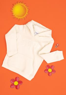 Kız Çocuk Krem Kapüşonlu Basic Sweatshirt - 50296388019