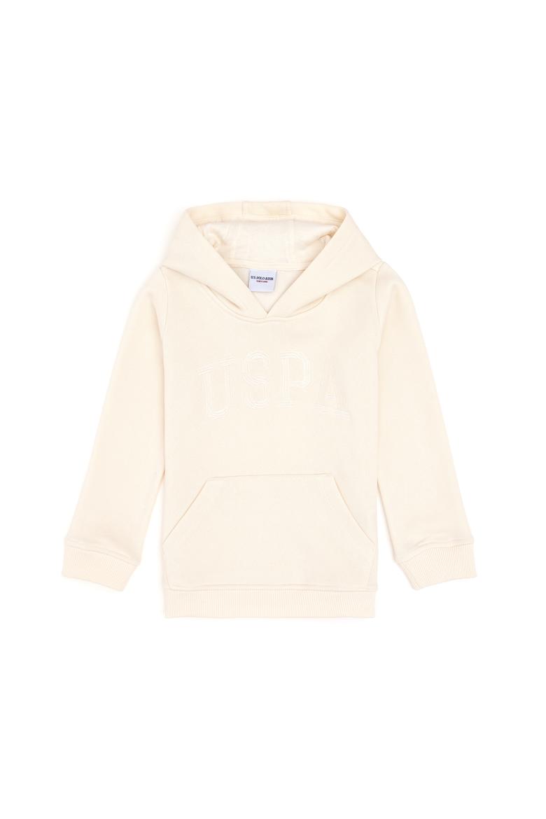 Kız Çocuk Krem Kapüşonlu Basic Sweatshirt - 50296388019