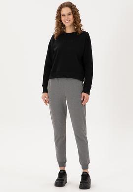 Kadın Siyah Bisiklet Yaka Sweatshirt - 50294751013