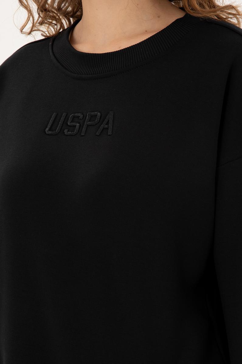 Kadın Siyah Bisiklet Yaka Sweatshirt