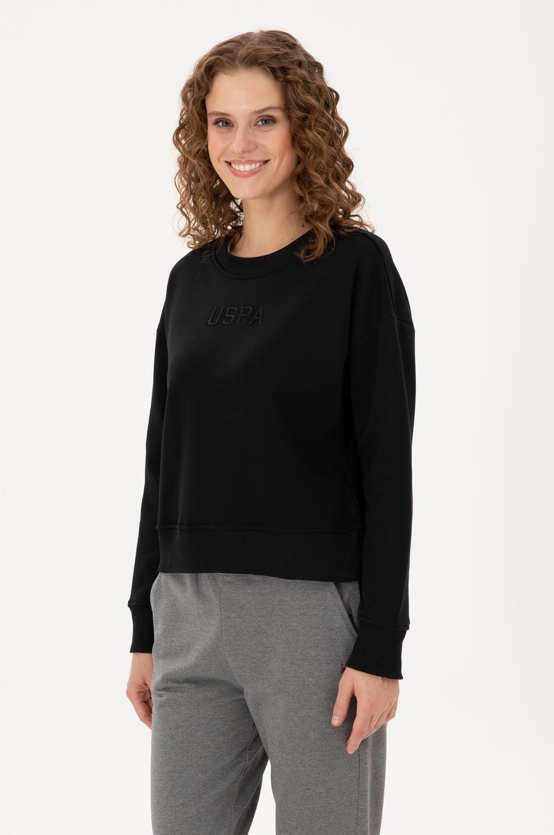 Kadın Siyah Bisiklet Yaka Sweatshirt