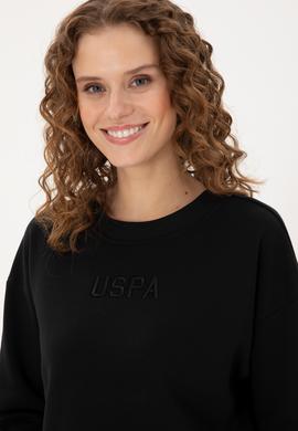 Kadın Siyah Bisiklet Yaka Sweatshirt - 50294751013