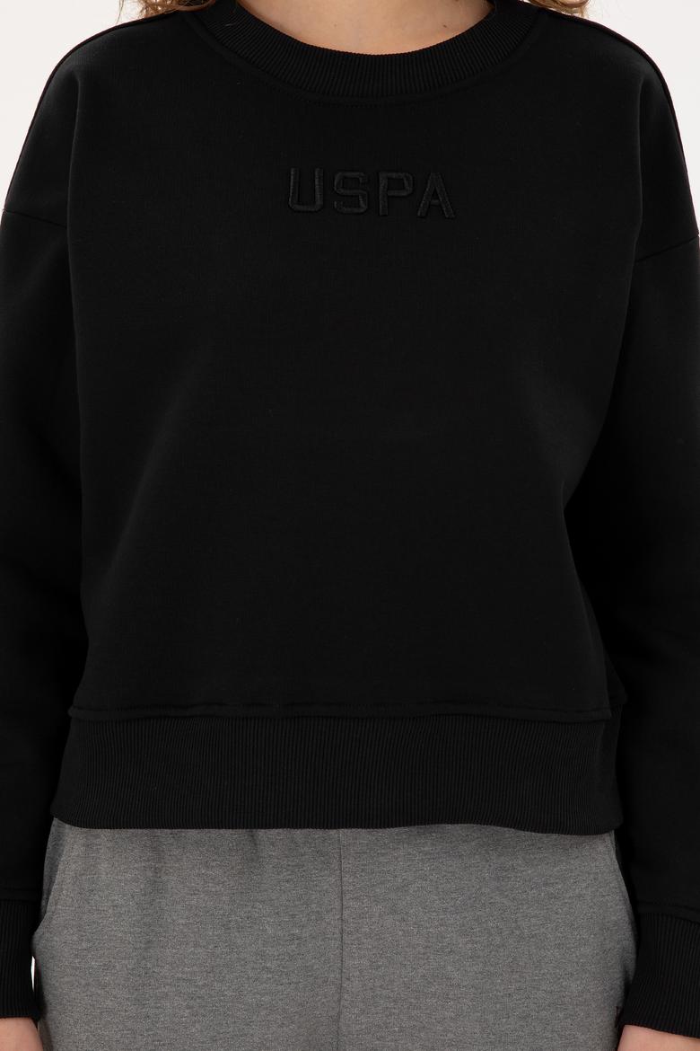 Kadın Siyah Bisiklet Yaka Sweatshirt - 50294751013