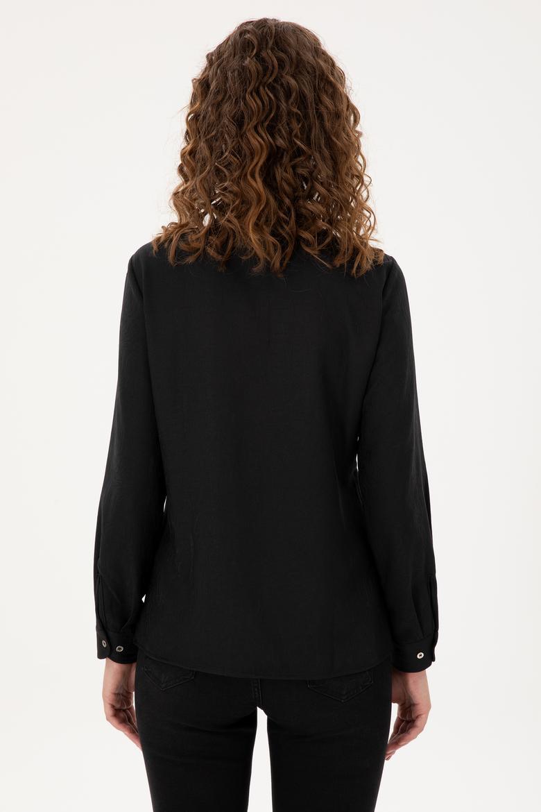 Kadın Siyah Uzun Kollu Gömlek - 50289820013