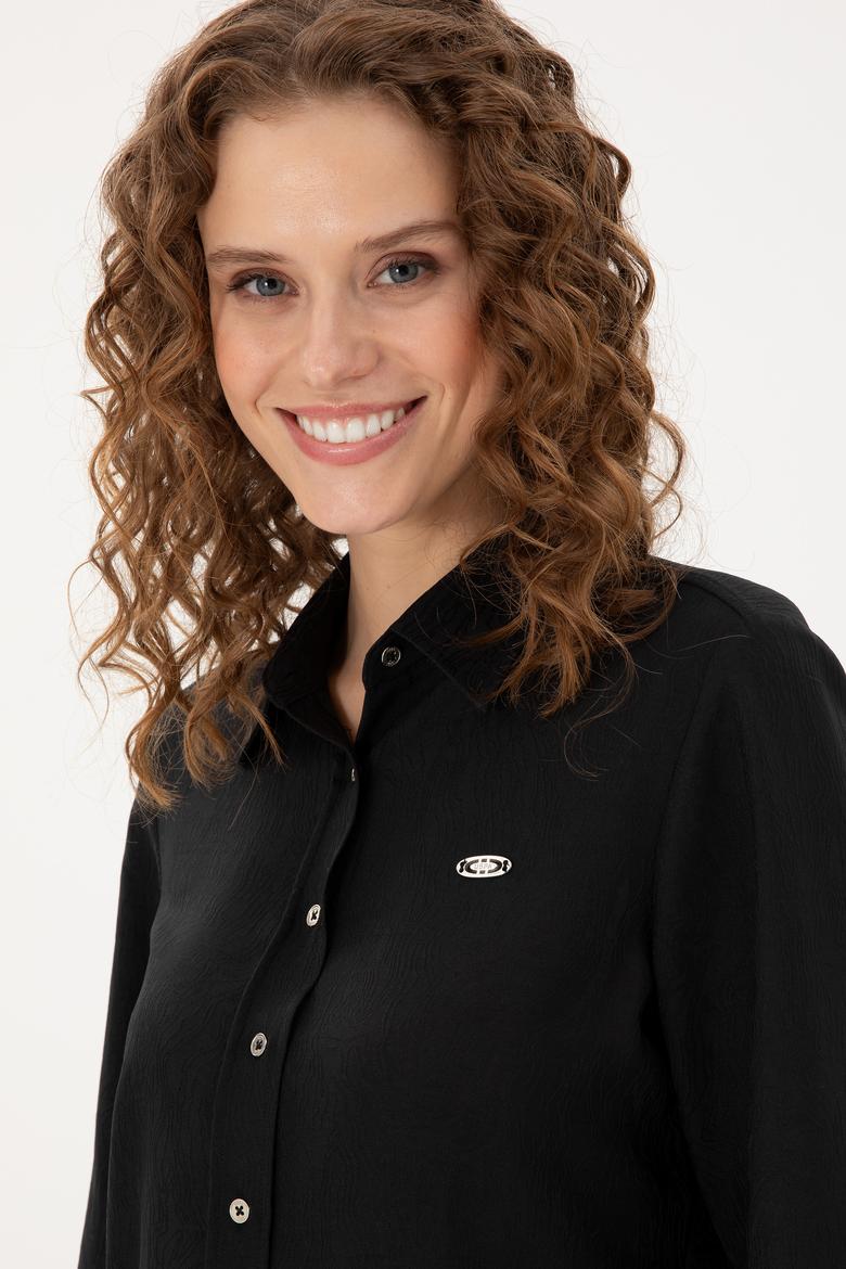 Kadın Siyah Uzun Kollu Gömlek - 50289820013