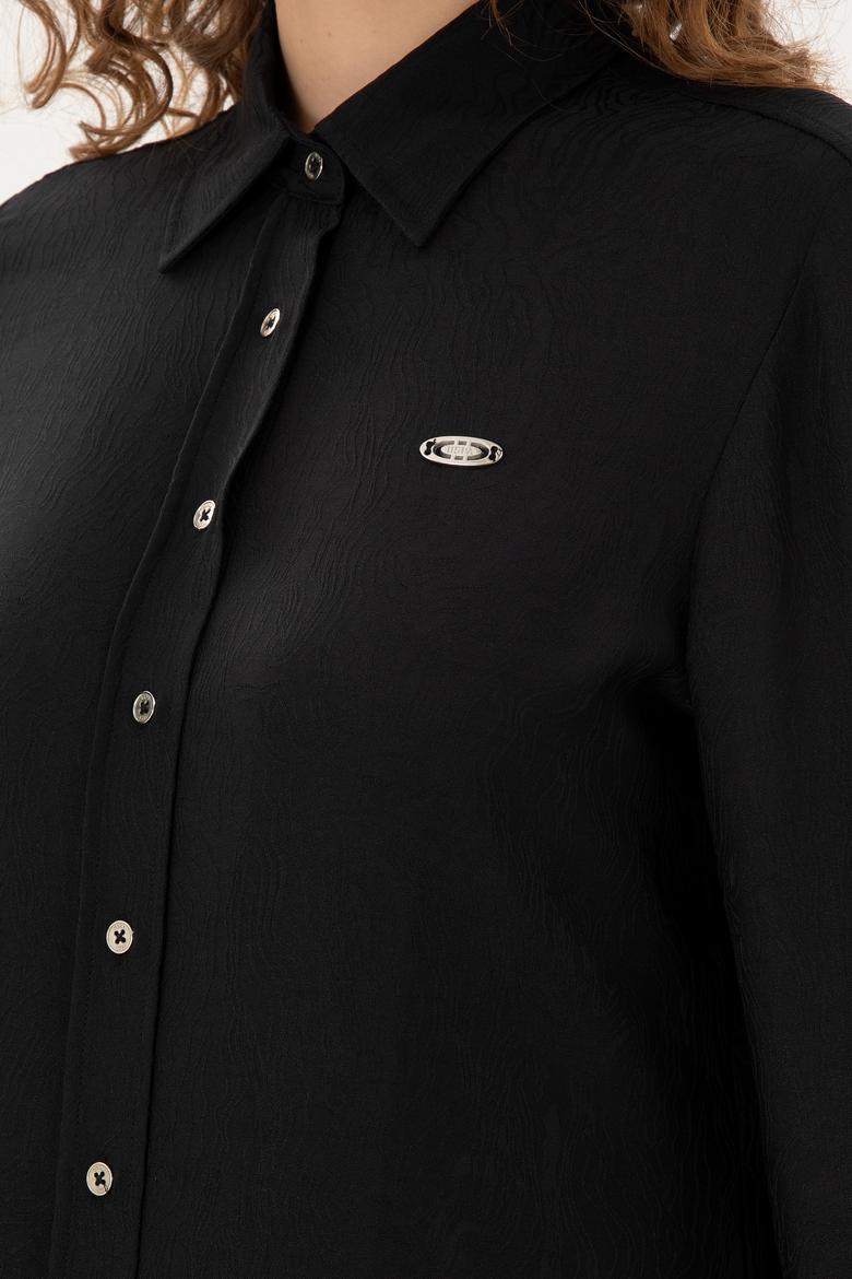 Kadın Siyah Uzun Kollu Gömlek - 50289820013