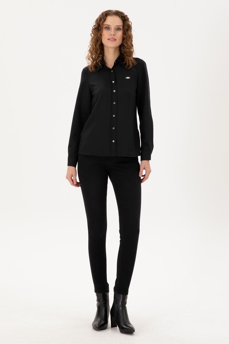 Kadın Siyah Uzun Kollu Gömlek - 50289820013
