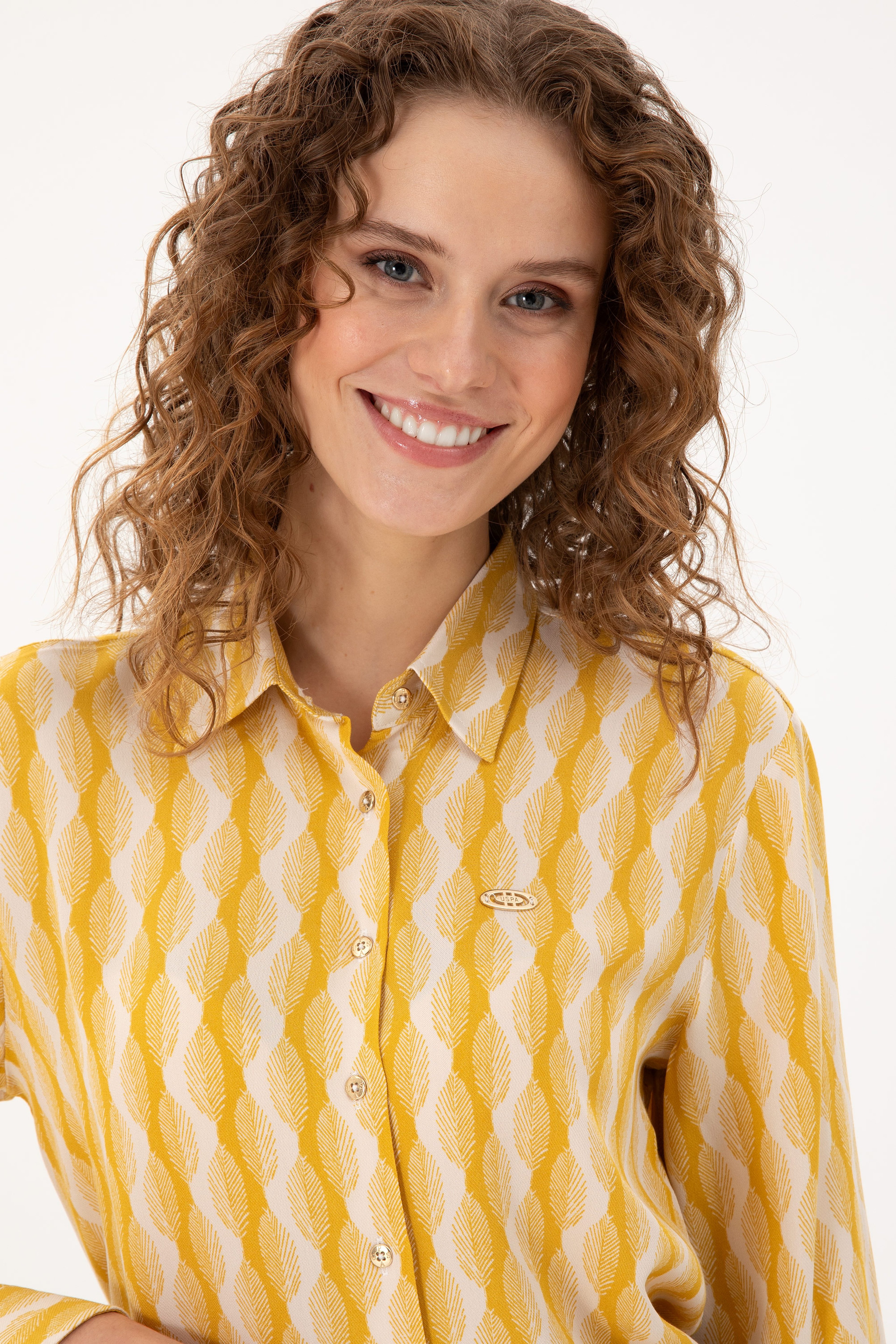 Kadın Sarı Uzun Kollu Gömlek - Image 2