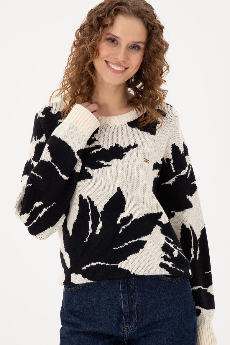 Kadın Krem Bisiklet Yaka Kazak - 50291572015