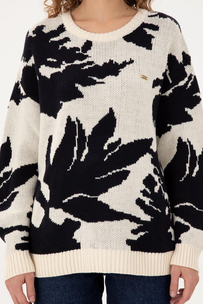 Kadın Krem Bisiklet Yaka Kazak - 50291572015