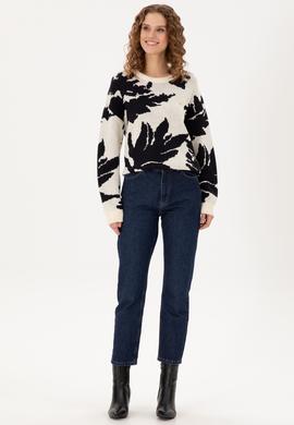 Kadın Krem Bisiklet Yaka Kazak - 50291572015