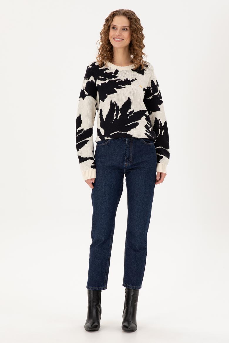 Kadın Krem Bisiklet Yaka Kazak - 50291572015