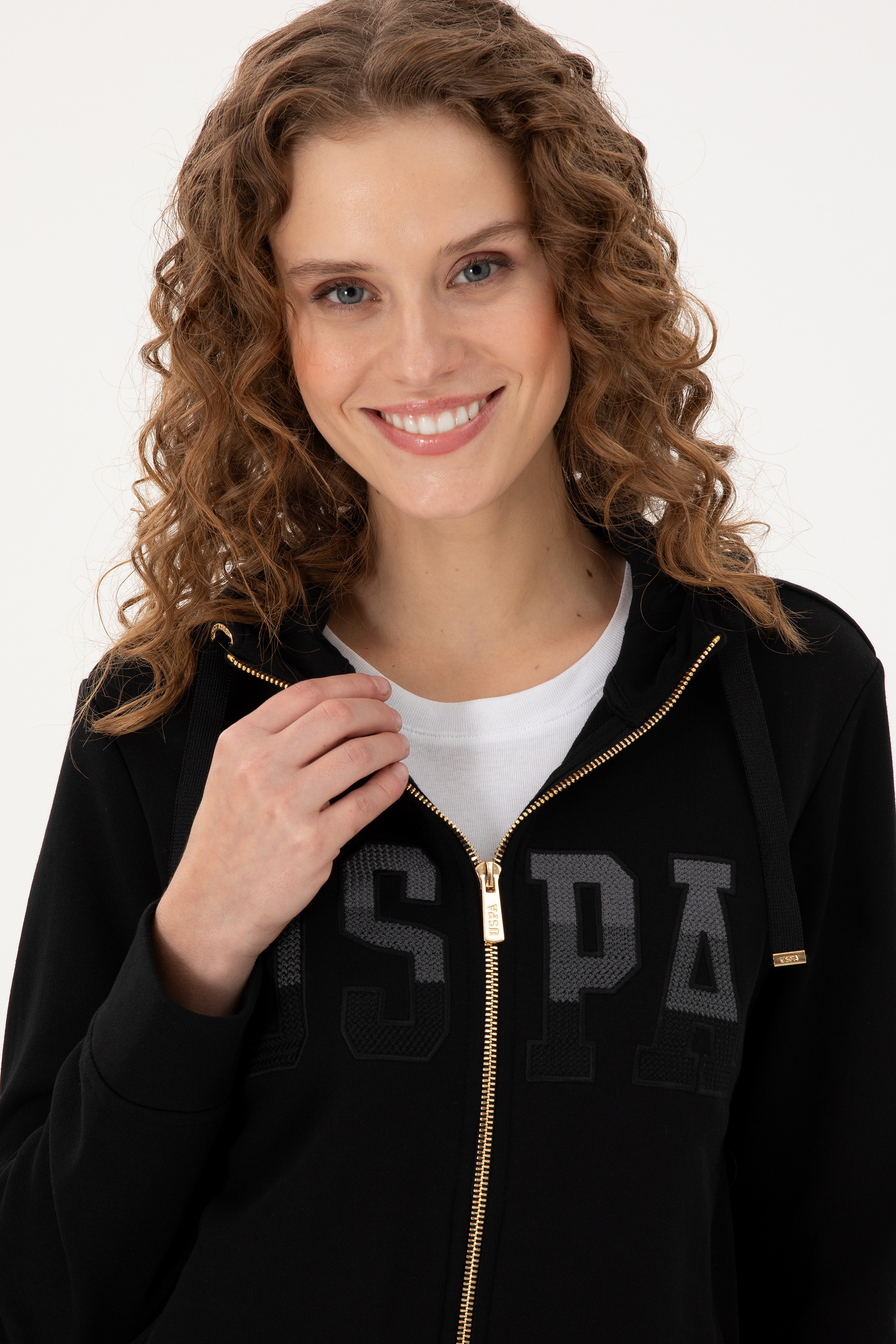 Kadın Siyah Basic Kapüşonlu Sweatshirt - Image 2