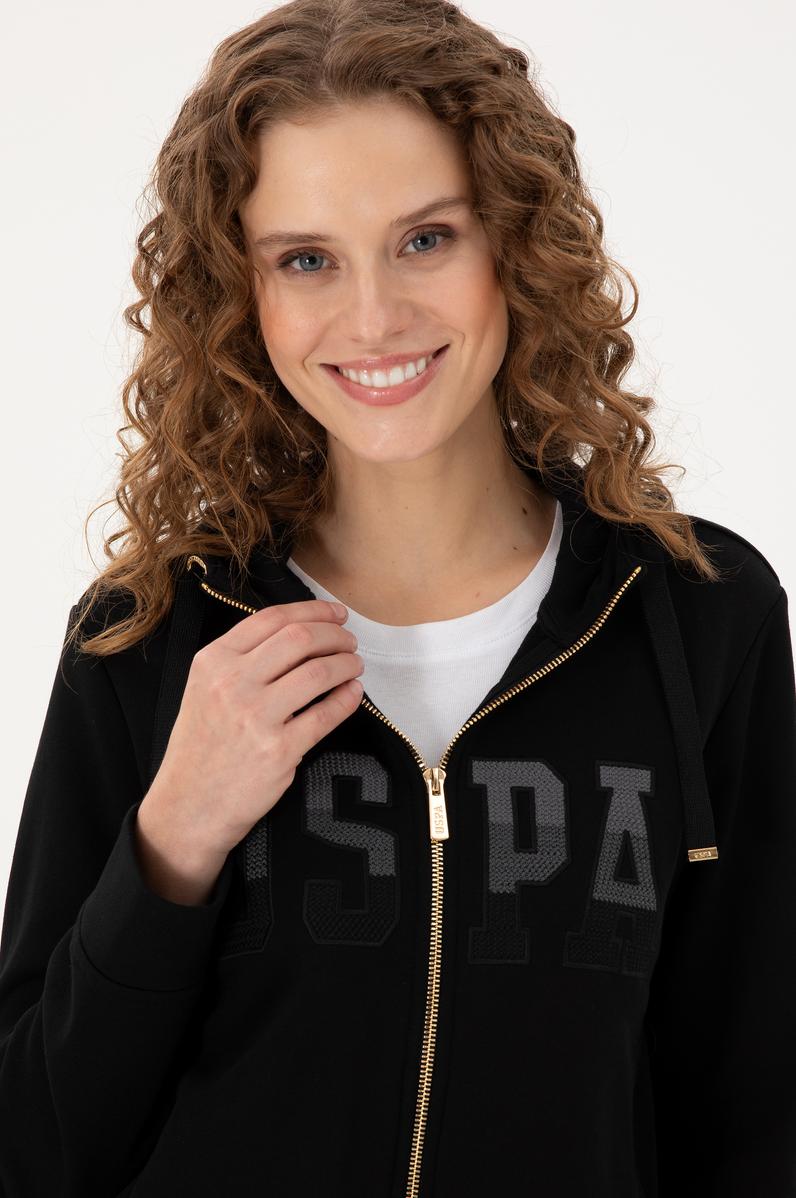 Kadın Siyah Basic Kapüşonlu Sweatshirt