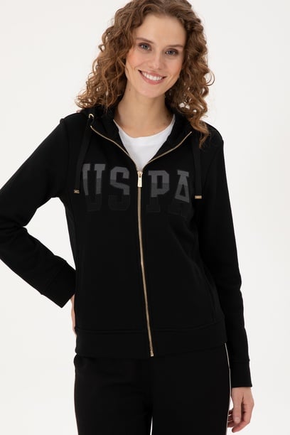 Kadın Siyah Basic Kapüşonlu Sweatshirt