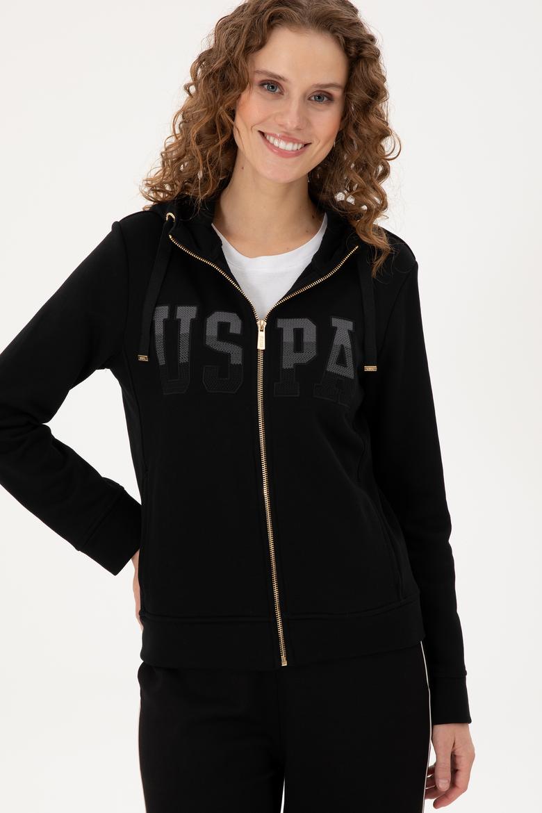 Kadın Siyah Basic Kapüşonlu Sweatshirt - 50289540008