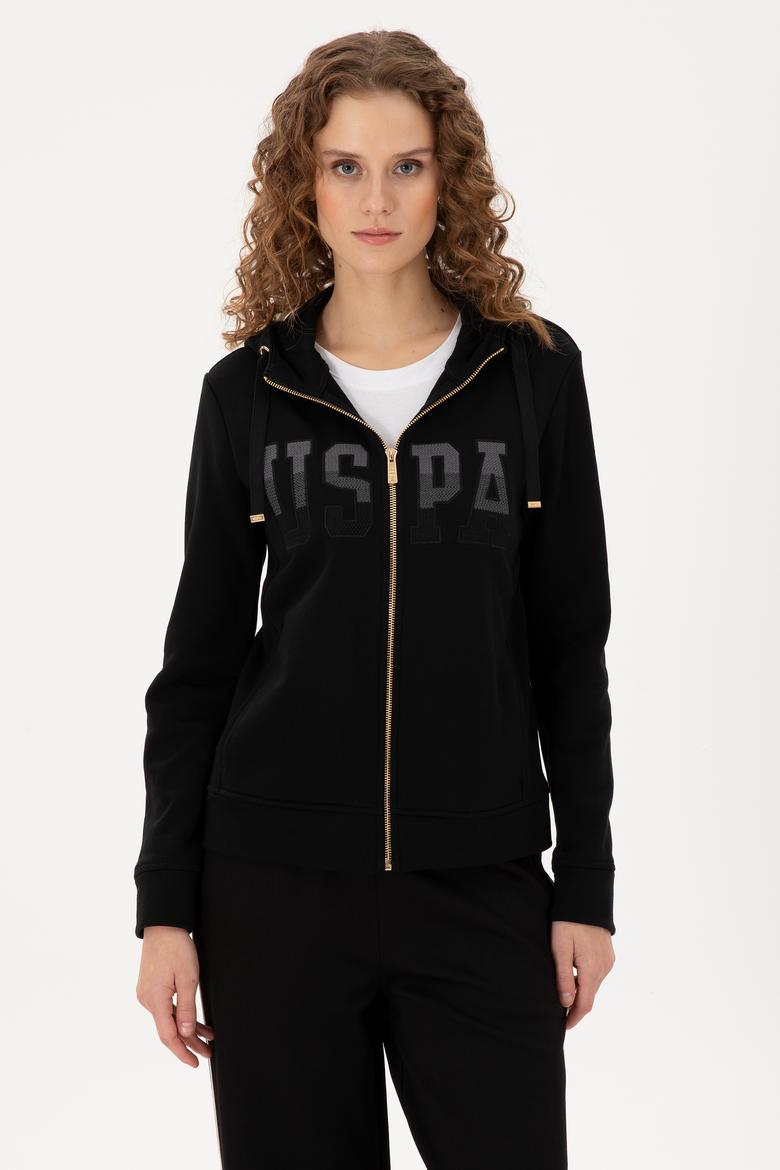 Kadın Siyah Basic Kapüşonlu Sweatshirt