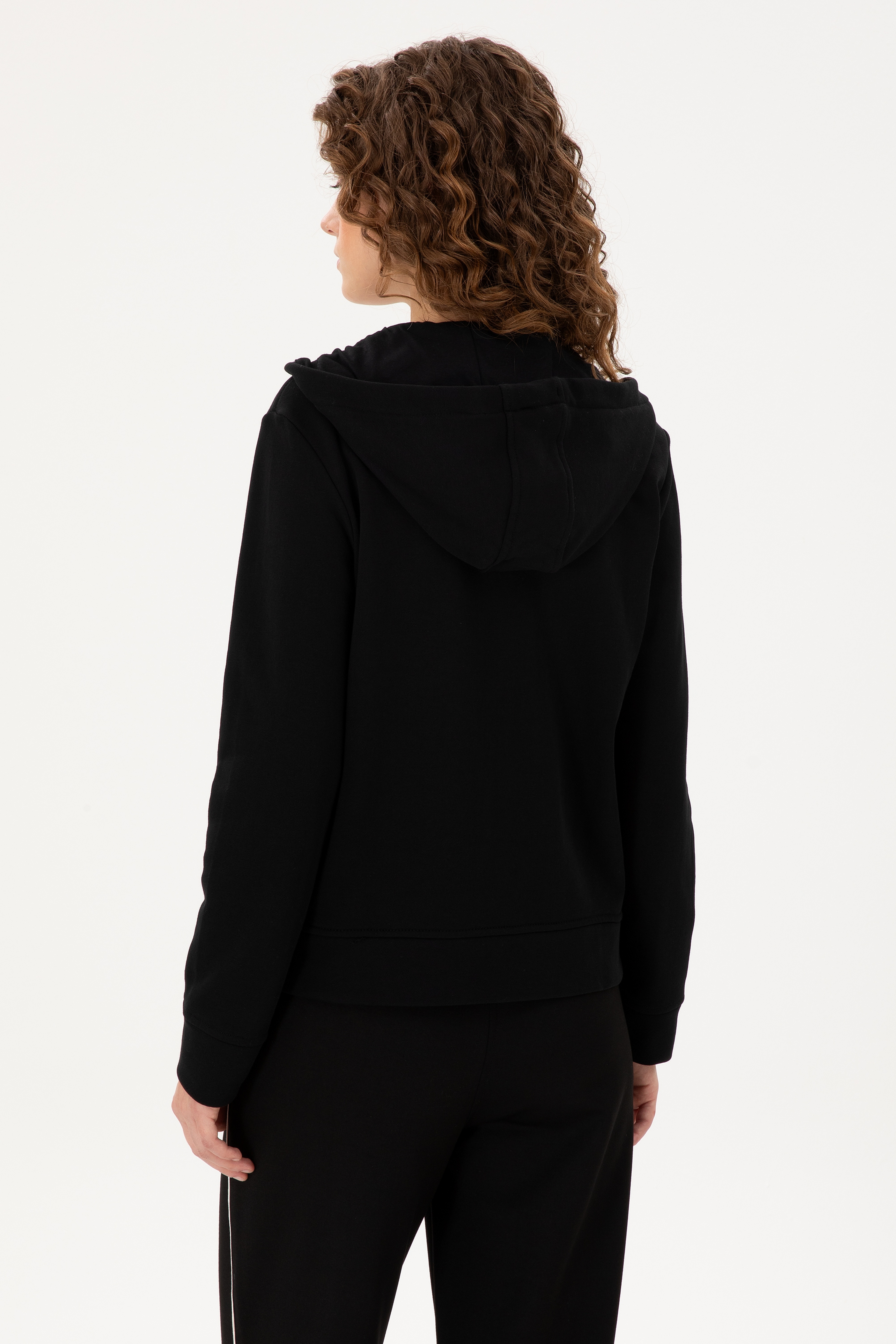 Kadın Siyah Basic Kapüşonlu Sweatshirt