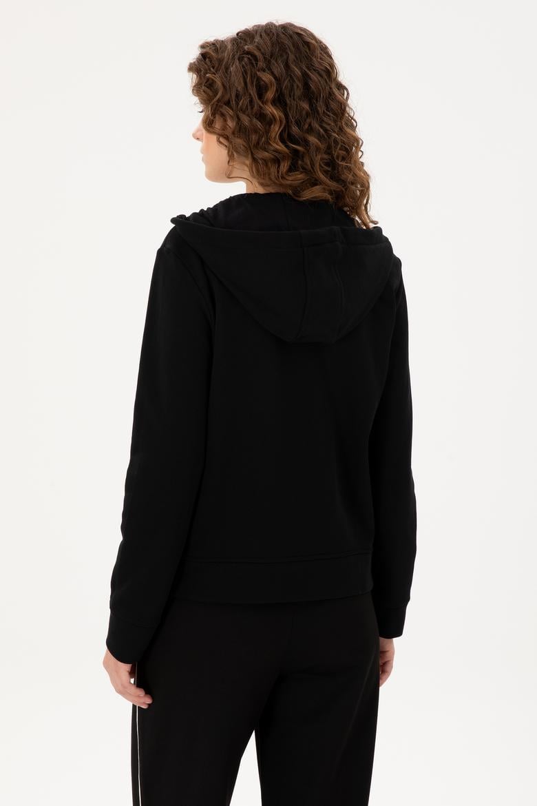 Kadın Siyah Basic Kapüşonlu Sweatshirt - 50289540008