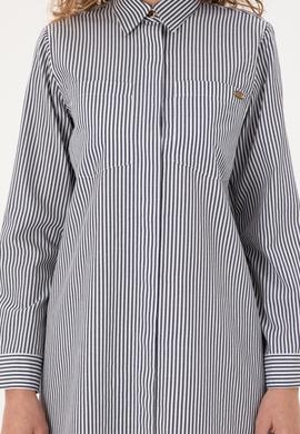 Kadın Lacivert Çizgili Mini Boy Dokuma Elbise - 50297375028