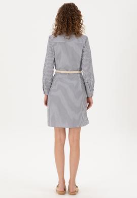 Kadın Lacivert Çizgili Mini Boy Dokuma Elbise - 50297375028