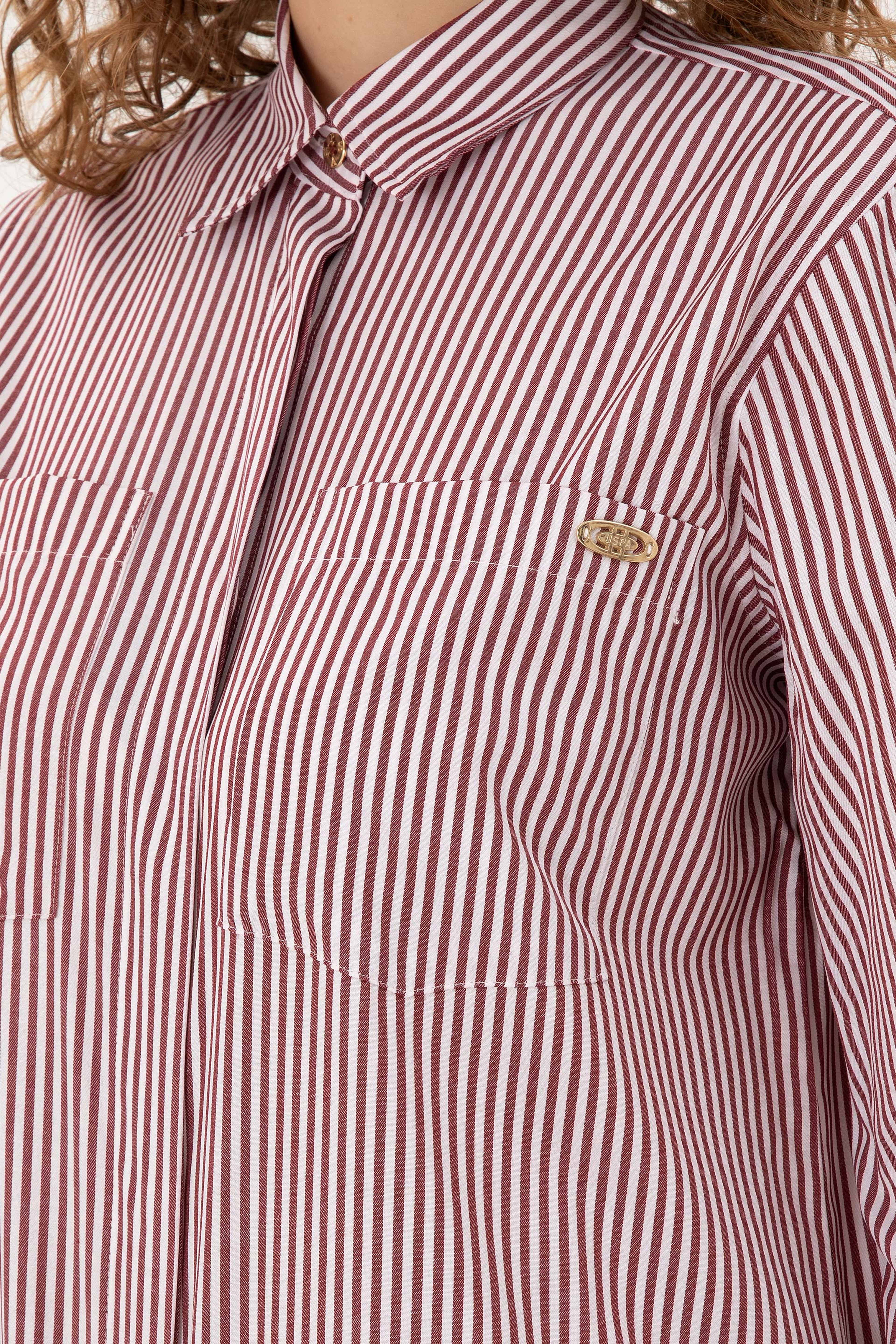 Kadın Bordo Çizgili Mini Boy Dokuma Elbise - Image 6