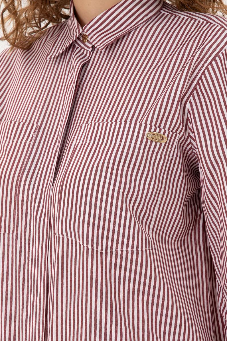 Kadın Bordo Çizgili Mini Boy Dokuma Elbise