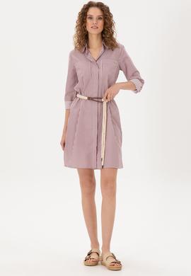 Kadın Bordo Çizgili Mini Boy Dokuma Elbise - 50297375011