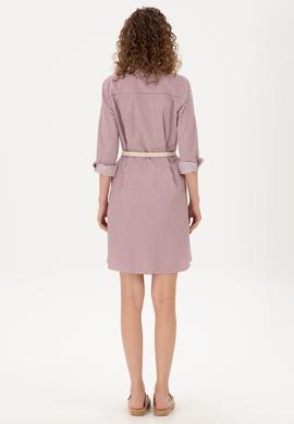 Kadın Bordo Çizgili Mini Boy Dokuma Elbise - 50297375011