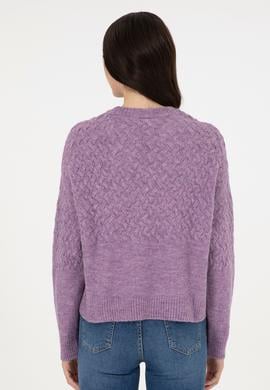 Kadın Menekşe Melanj Bisiklet Yaka Kazak - 50293156022