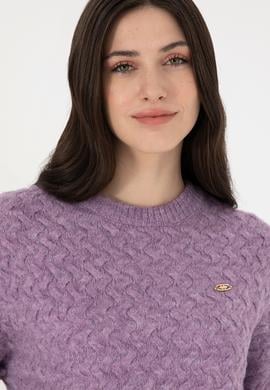 Kadın Menekşe Melanj Bisiklet Yaka Kazak - 50293156022