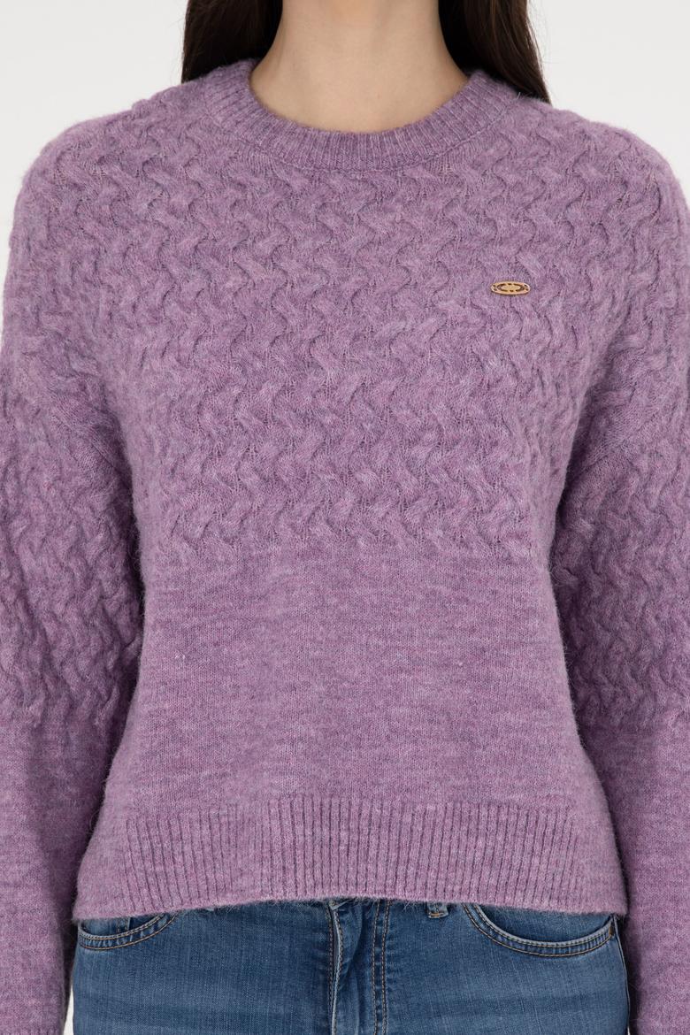 Kadın Menekşe Melanj Bisiklet Yaka Kazak - 50293156022