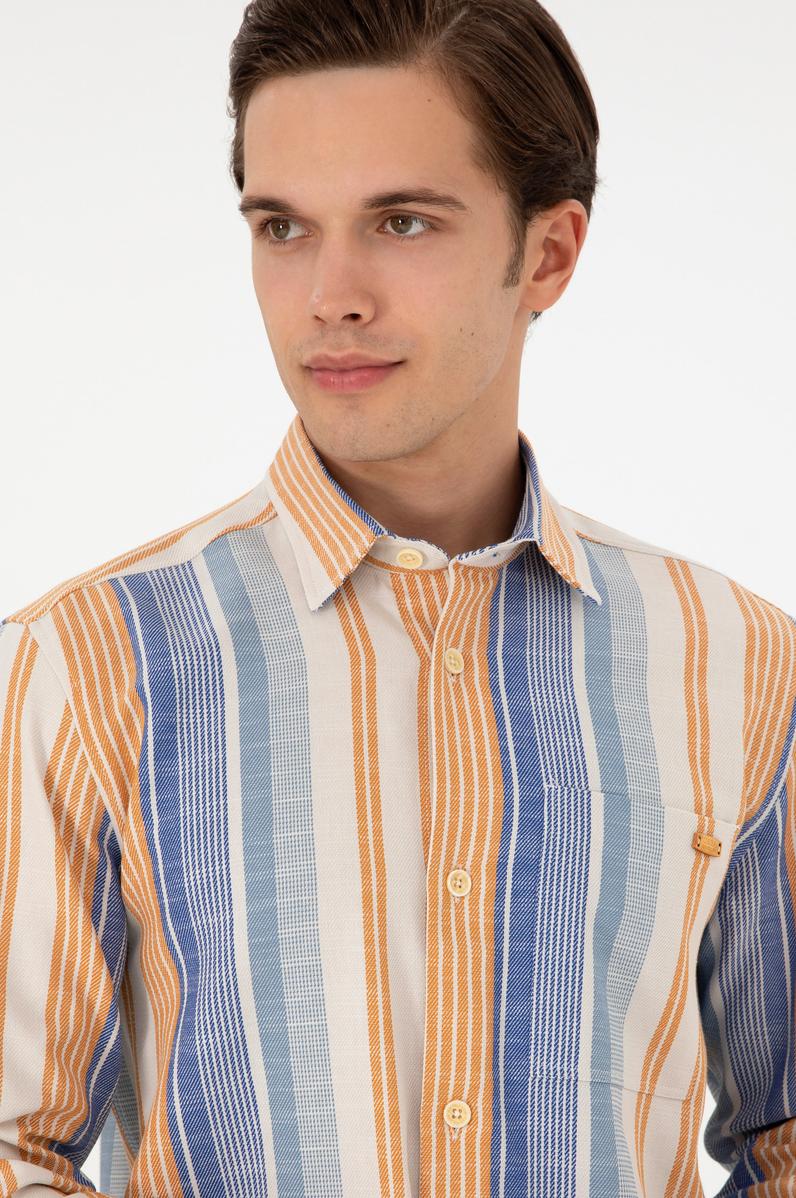 Erkek Saks Uzun Kollu Gömlek