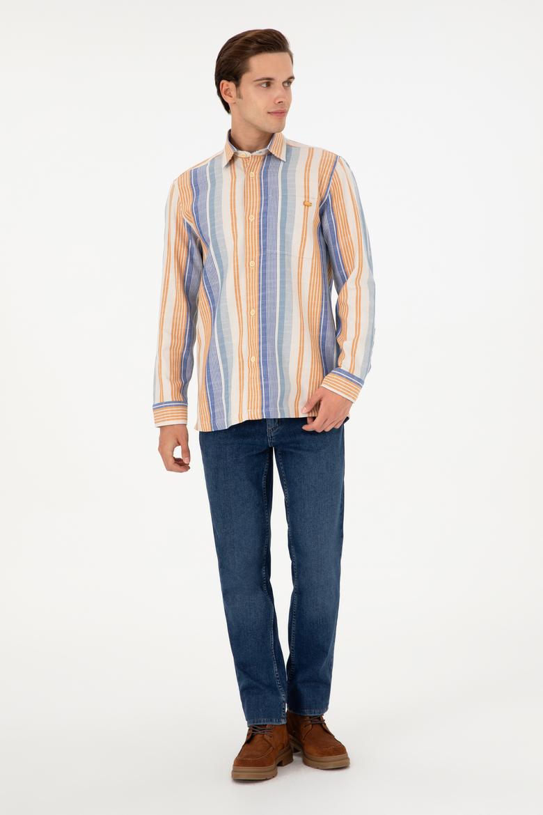 Erkek Saks Uzun Kollu Gömlek - 50291243014