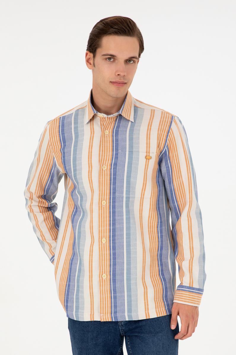 Erkek Saks Uzun Kollu Gömlek