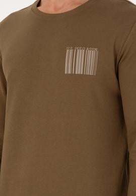 Erkek Regular Fit Bisiklet Yaka Haki Sweatshirt - 50290252038
