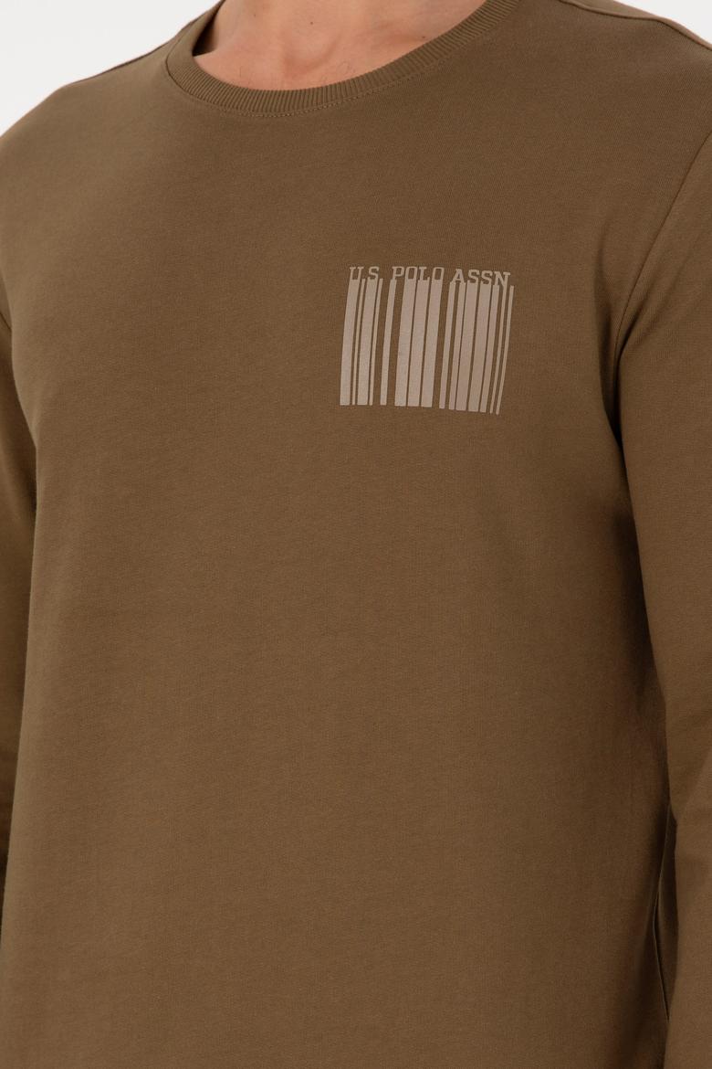 Erkek Regular Fit Bisiklet Yaka Haki Sweatshirt - 50290252038