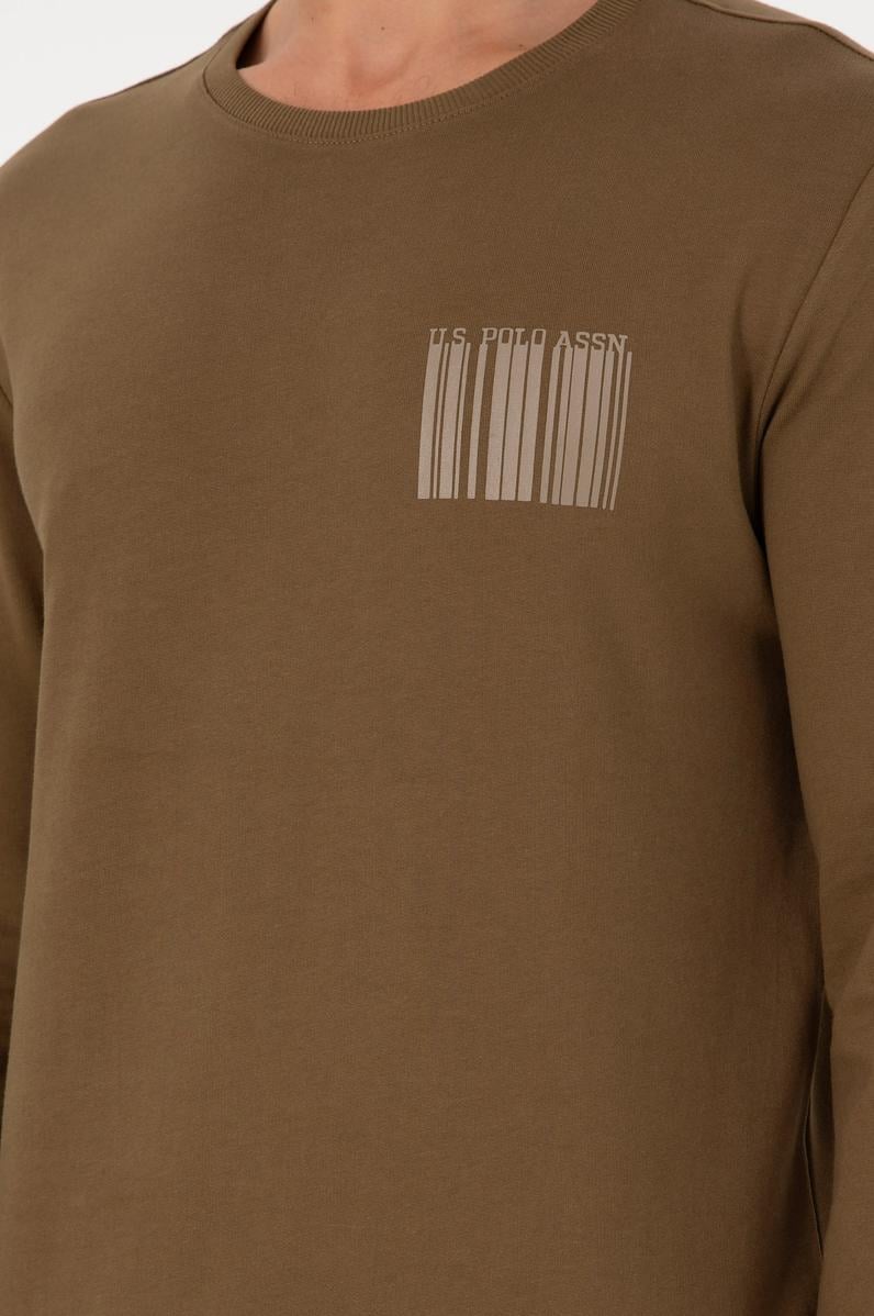 Erkek Regular Fit Bisiklet Yaka Haki Sweatshirt