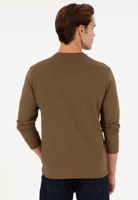 Erkek Regular Fit Bisiklet Yaka Haki Sweatshirt - 50290252038